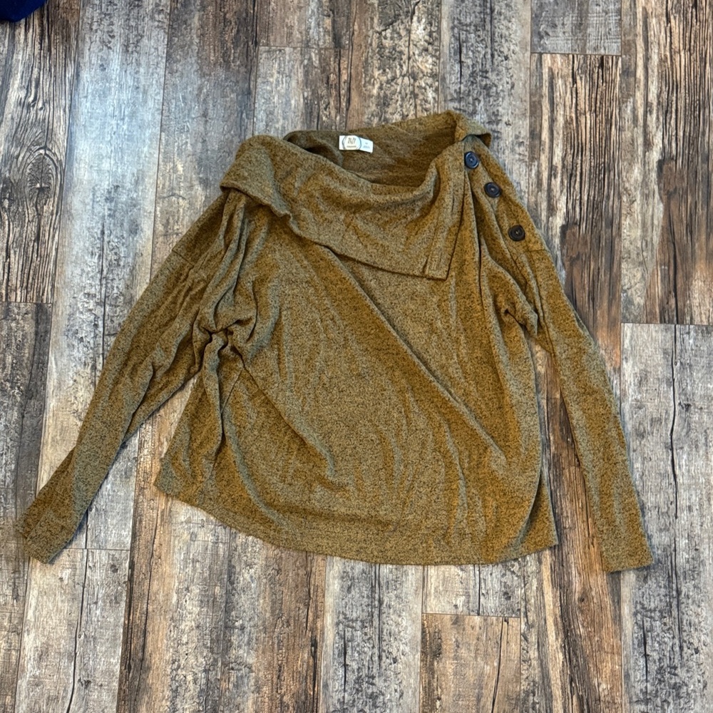 Cozy Camel Brown Sweater with Button Detail